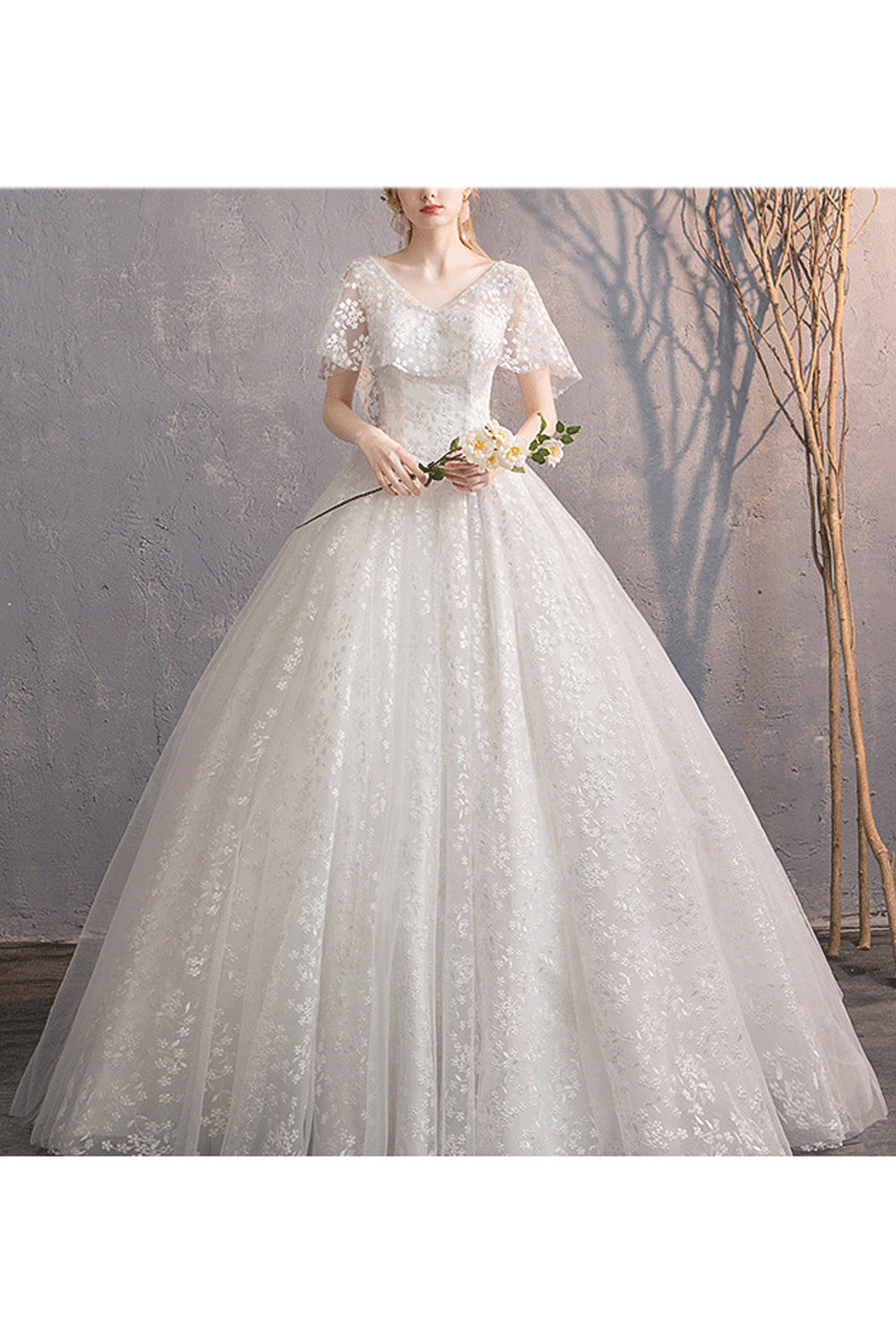 Women V-Neck Style Flower Printed Thin Cool Wedding Dress