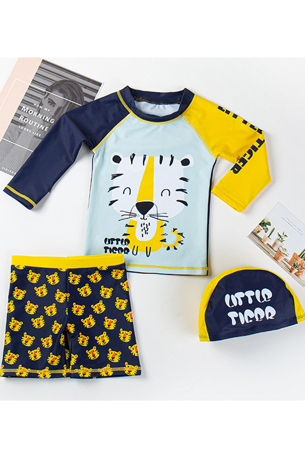 Baby Boys Magnificent Printed Style Soft Long Sleeve Elastic Waist Swimwear