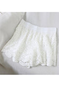 Women Summer Flower Lace Elastic Waist Solid Color Short