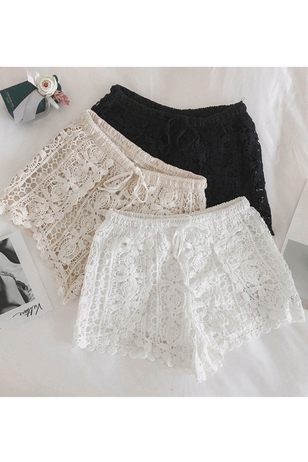 Women Drawstring Waist Lace Up Casual Short
