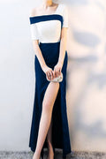 Women Slit Hem Fashionable One Shoulder Styled Evening Party Dress