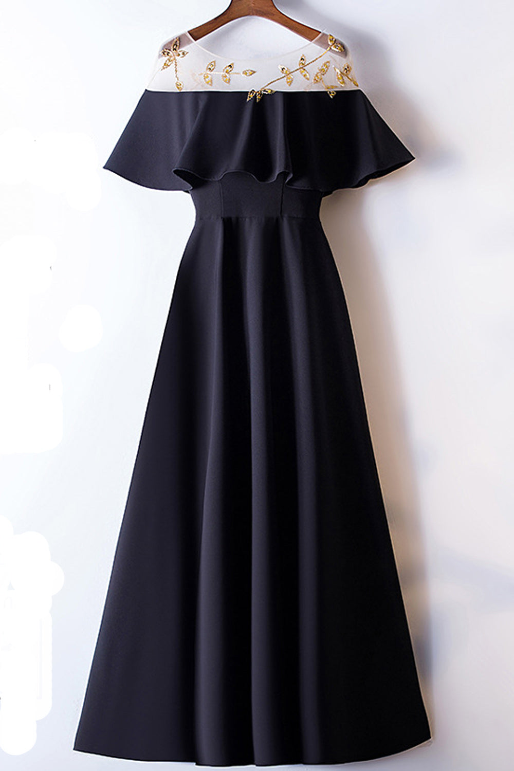 Women Pleated Pattern Skirt Solid Colored Cold Shoulder Evening Dress