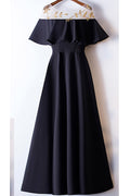 Women Pleated Pattern Skirt Solid Colored Cold Shoulder Evening Dress