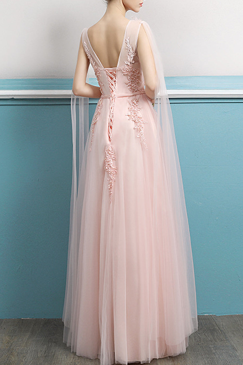 Women Thin Round Neck Embroidered Style Long Length Soft Evening Dress