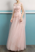 Women Thin Round Neck Embroidered Style Long Length Soft Evening Dress
