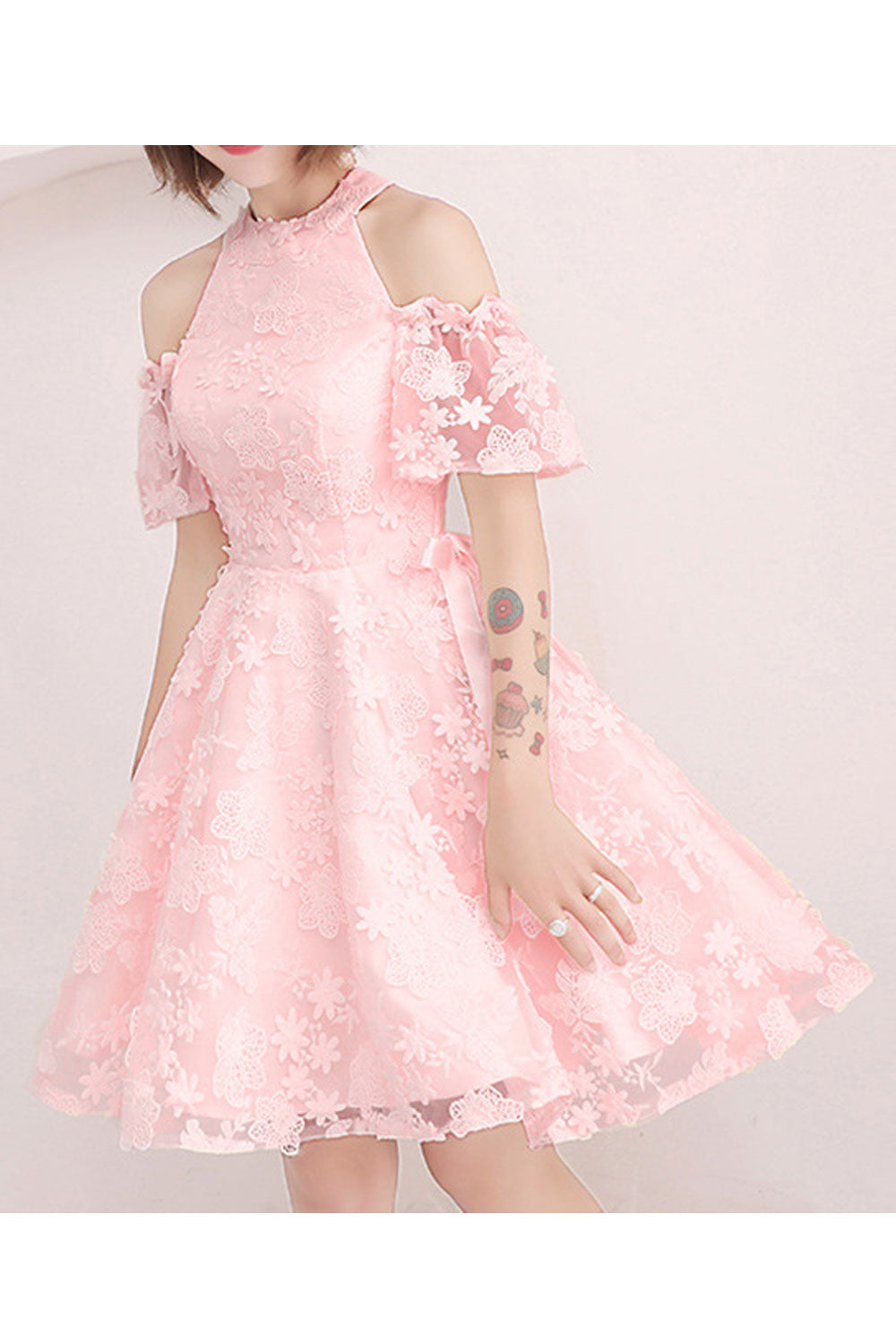 Women Half Sleeve Short Skirt Beautiful Embroidered Style Party Dress