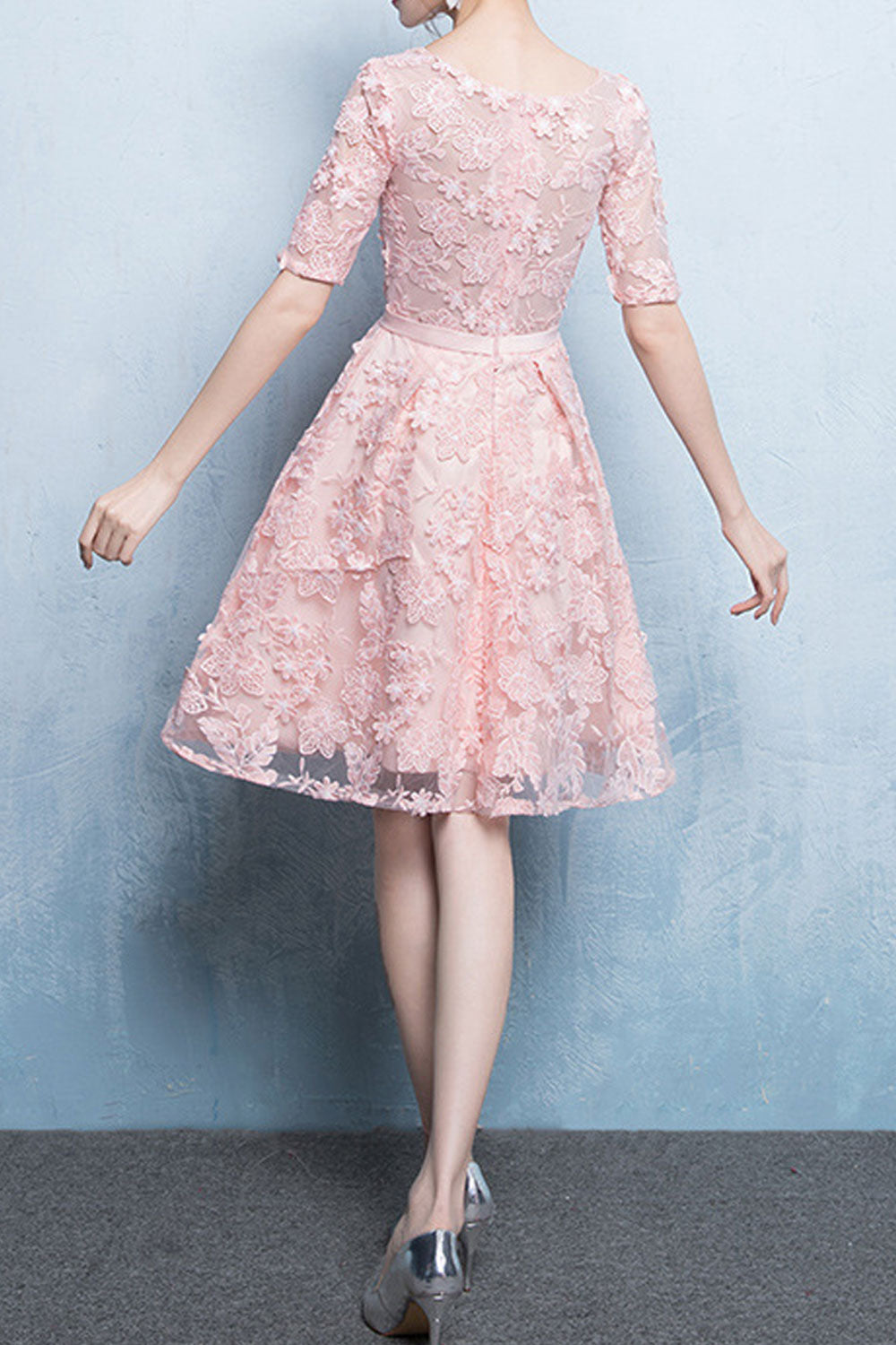 Women Half Sleeve Short Skirt Beautiful Embroidered Style Party Dress