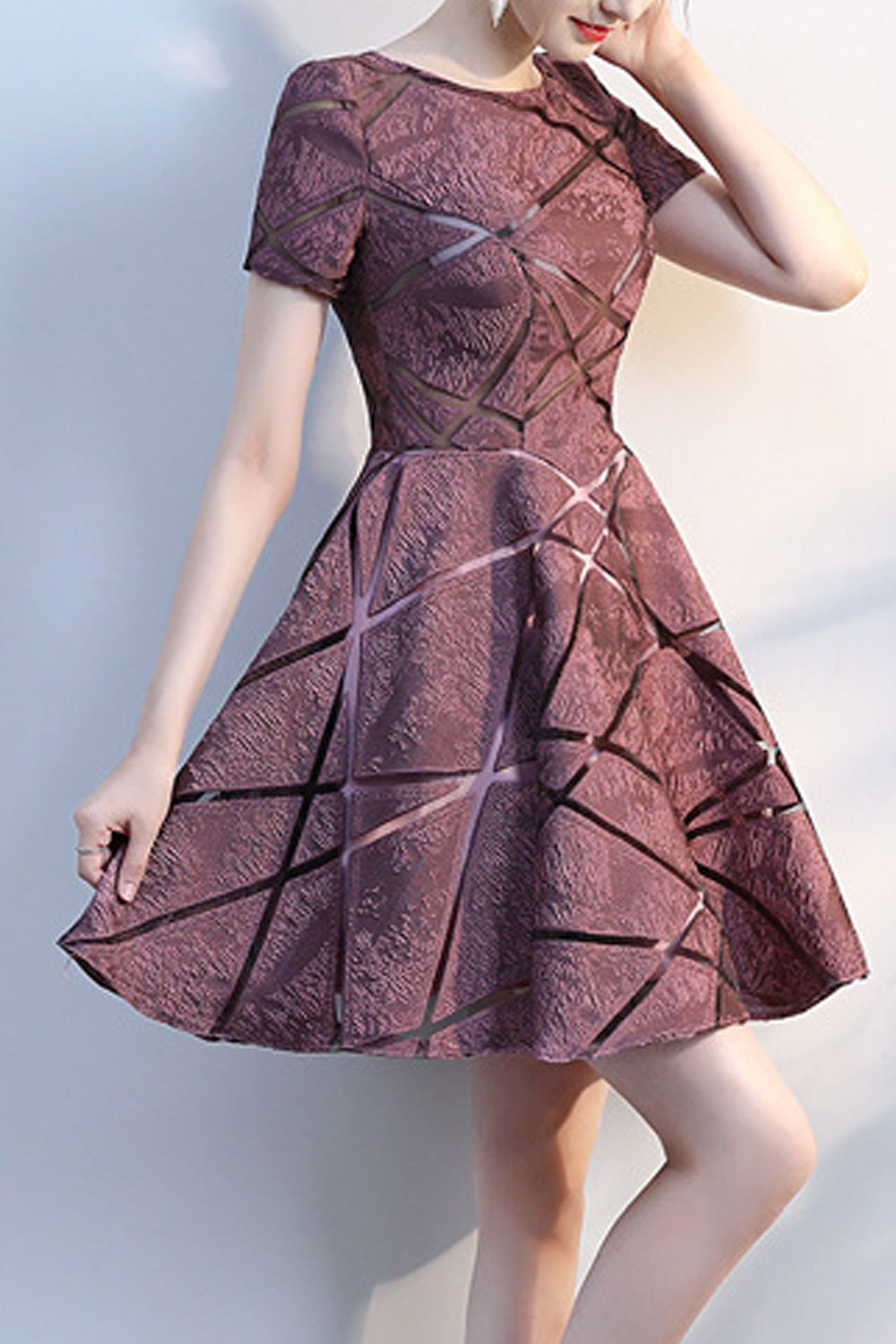 Women Short Sleeve Comfortable Round Neck Short Skirt Party Dress