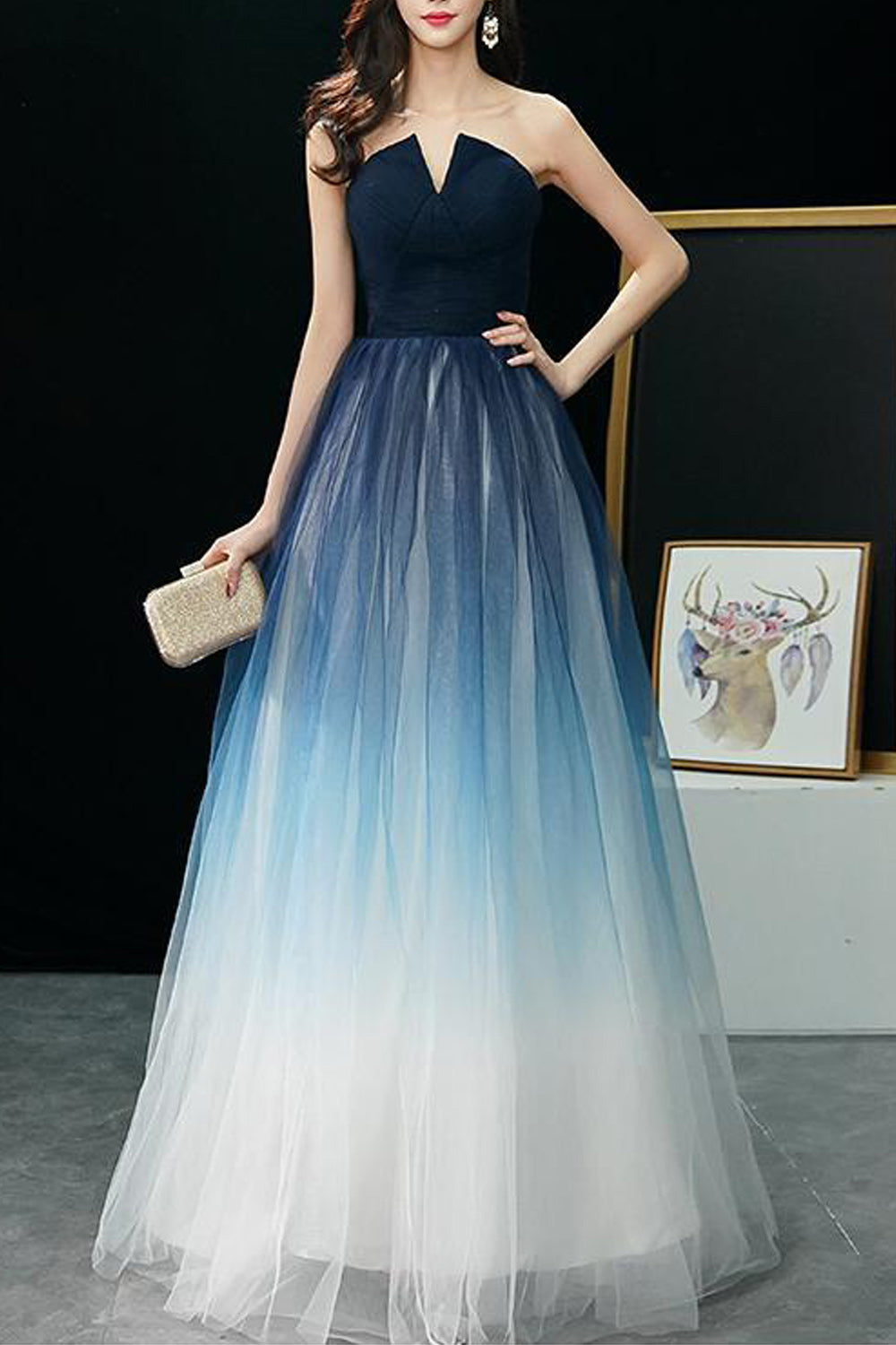 Women Double Shaded Off-Shoulder Comfortable Wedding Party Dress