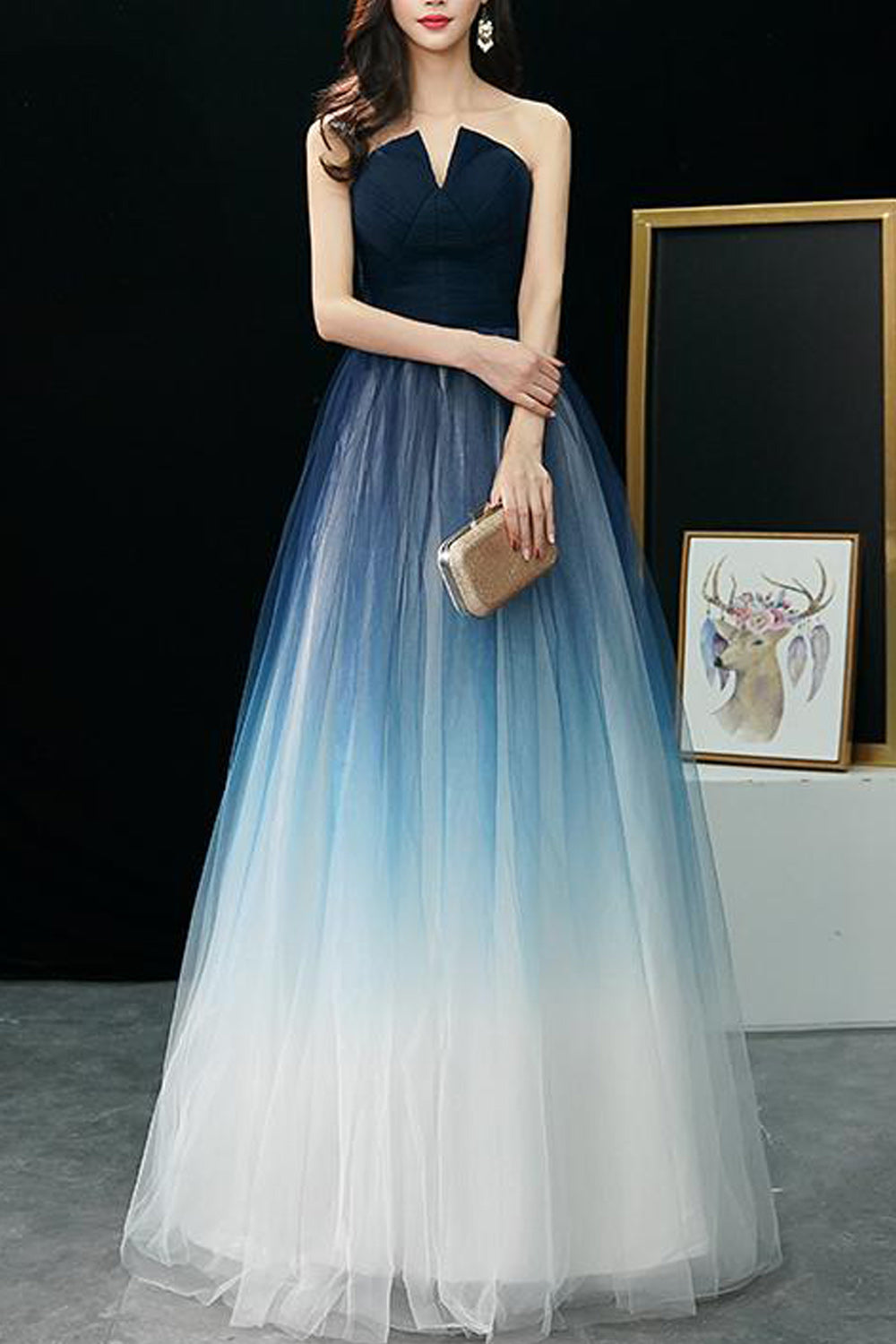 Women Double Shaded Off-Shoulder Comfortable Wedding Party Dress