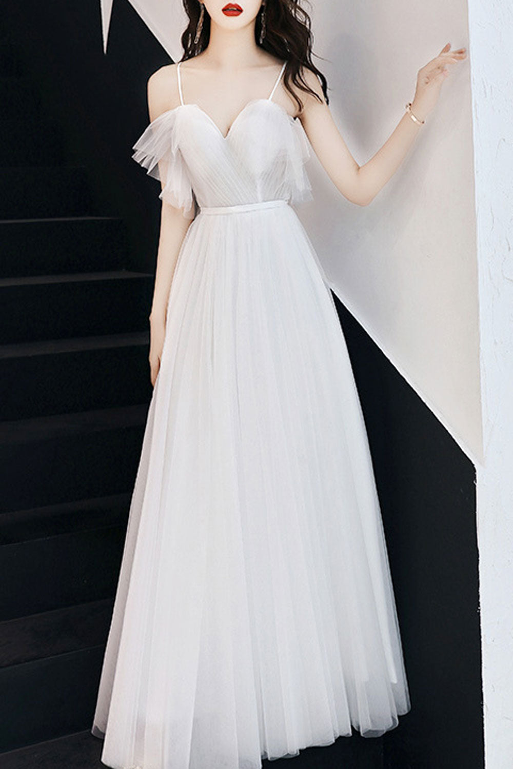 Women Cross Strap Neck Solid Colored Thin Long Skirt Evening Dress