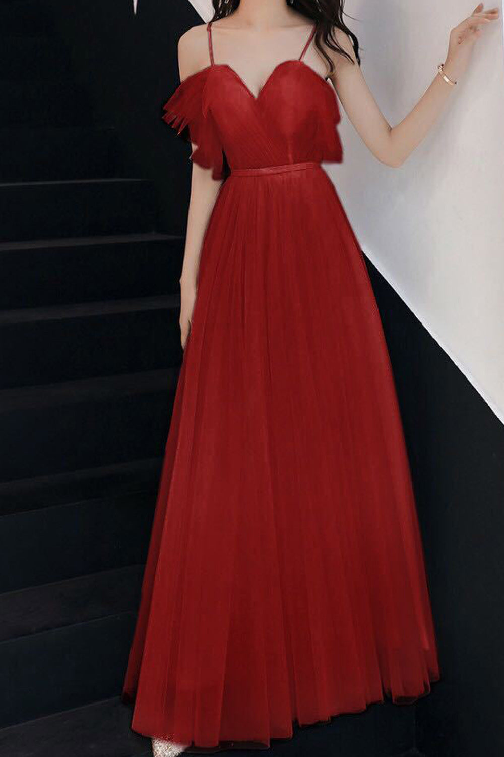 Women Cross Strap Neck Solid Colored Thin Long Skirt Evening Dress