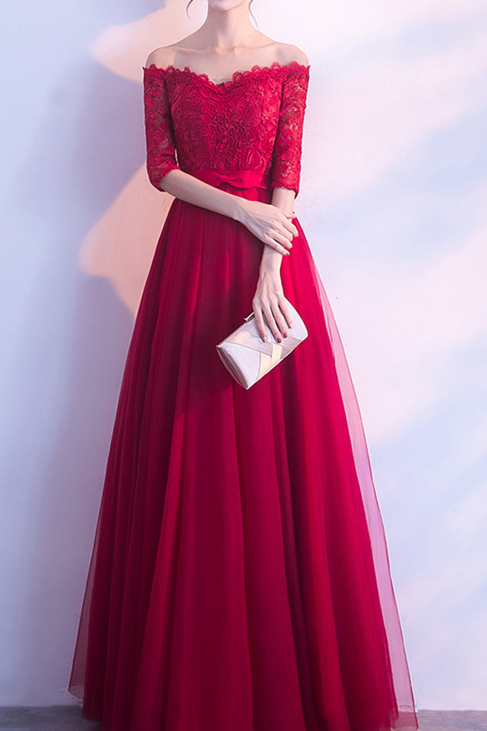 Women Elegant Lace Embroidered Long Thin Skirt Stylish Evening Dress