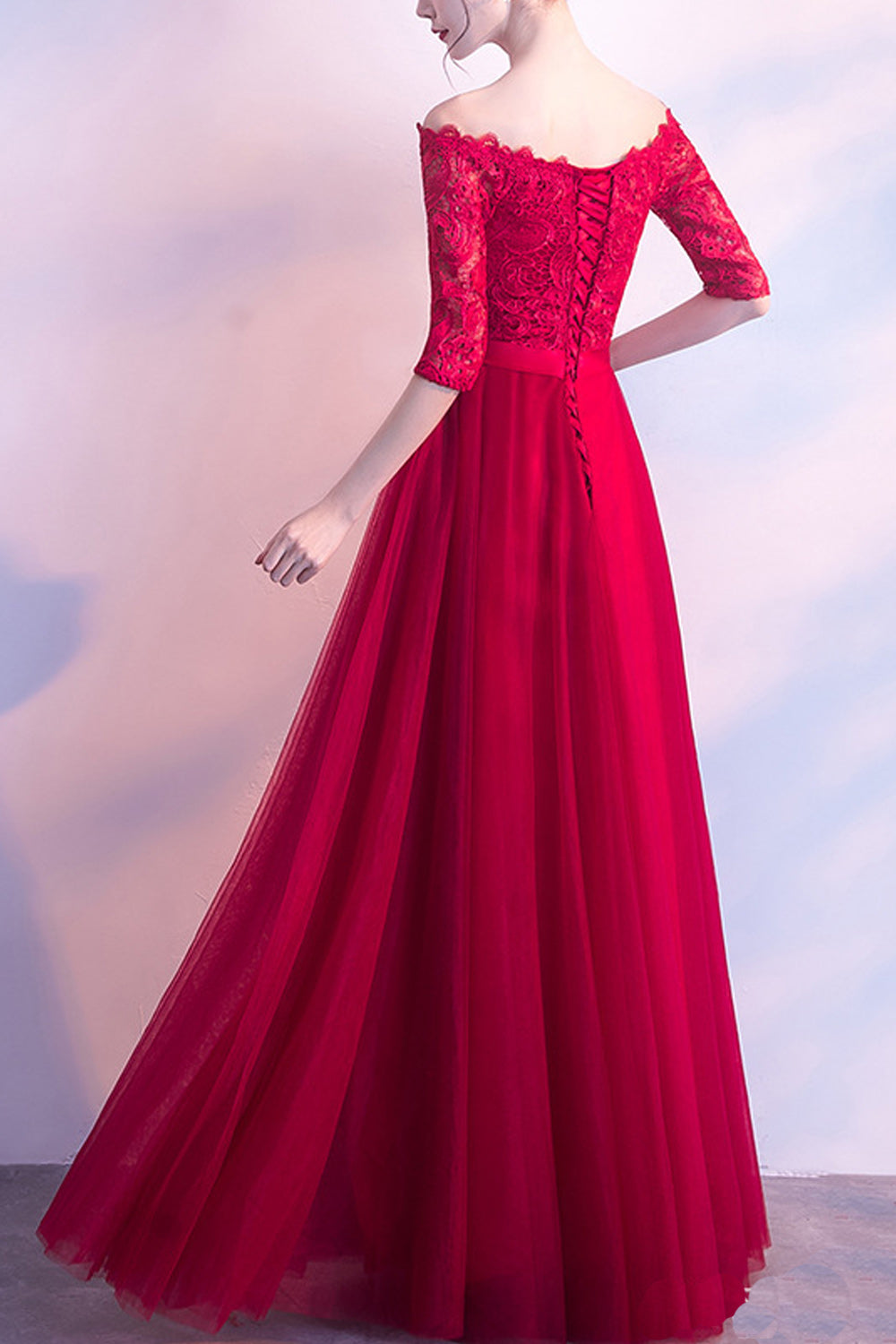 Women Elegant Lace Embroidered Long Thin Skirt Stylish Evening Dress