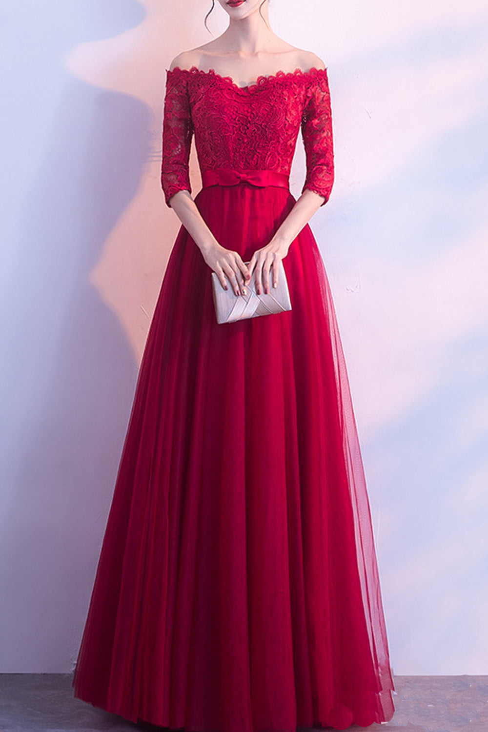 Women Elegant Lace Embroidered Long Thin Skirt Stylish Evening Dress