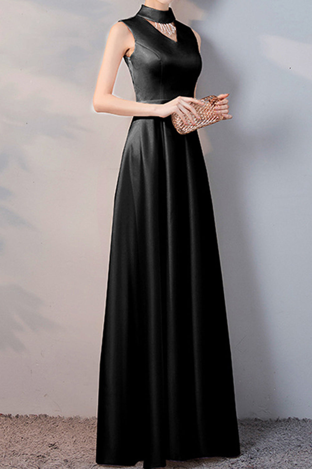 Women Fit & Flare V-Neck Sleeveless Wedding Bridesmaid Party Dress