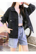 Women Superb Loose Long Sleeve Letter Pattern Fantastic Autumn & Spring Denim Jacket