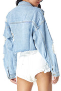 Women Long Sleeve Fashionable Solid Colored Splendid Denim Jacket