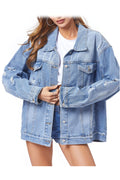 Women Loose Ripped Style Long Sleeve Winter Casual Classy Wind Breaker Denim Jacket