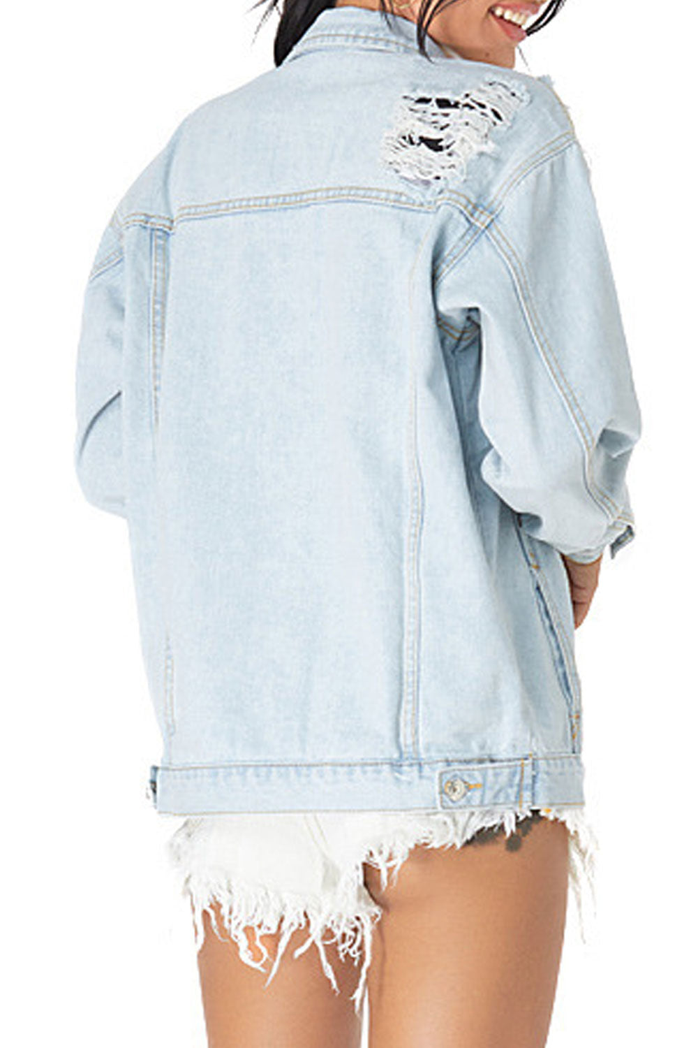 Women Classy Solid Colored Long Sleeve Lightweight Winter Denim Jacket
