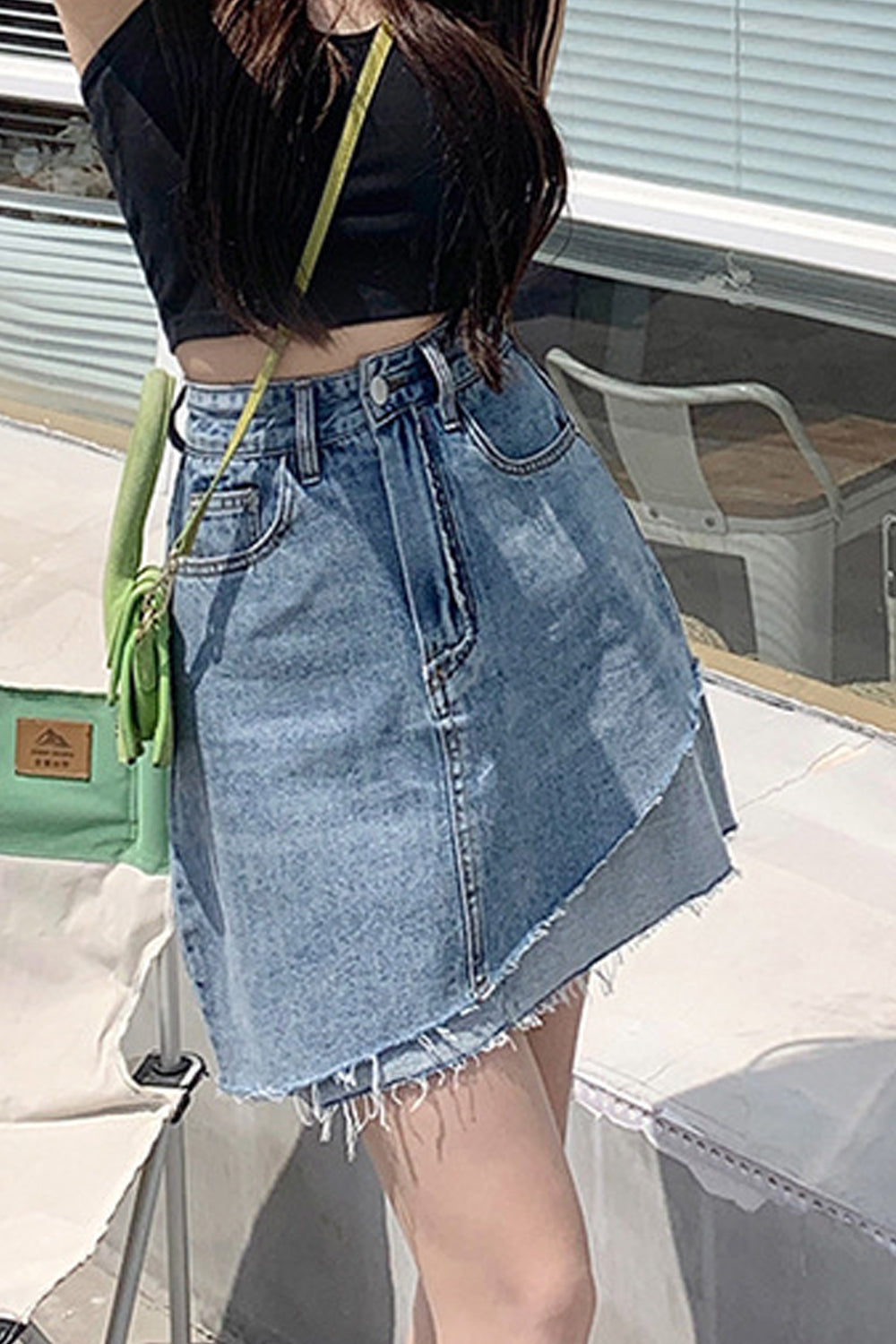 Women Summer Comfortable High Waist Belt Loops Fashionable Skirt Styled Casual Denim Short