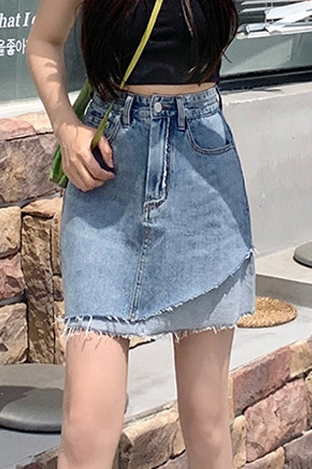Women Summer Comfortable High Waist Belt Loops Fashionable Skirt Styled Casual Denim Short
