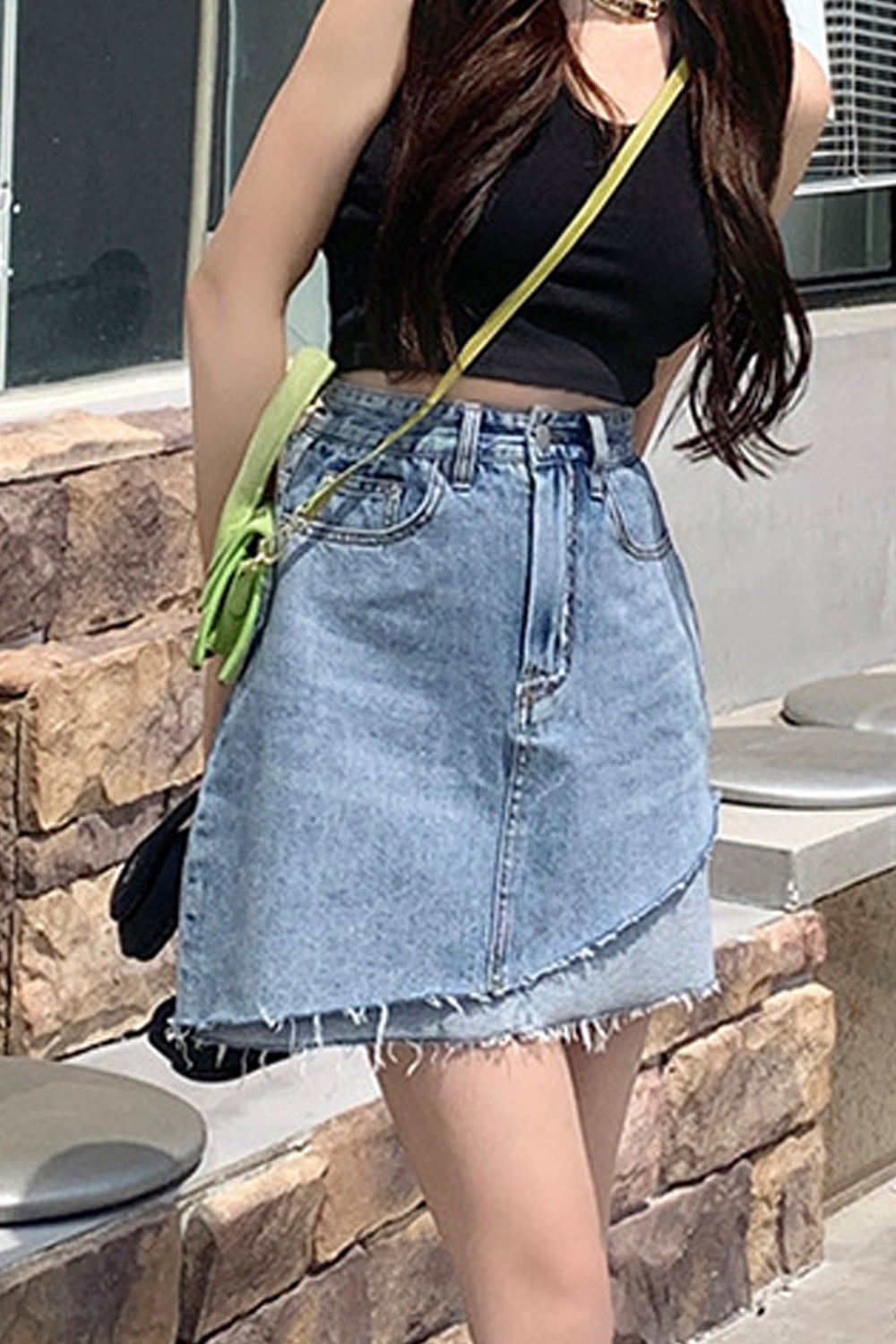 Women Summer Comfortable High Waist Belt Loops Fashionable Skirt Styled Casual Denim Short