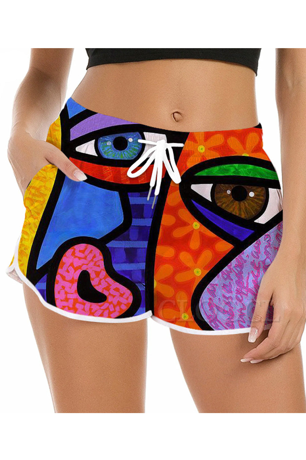 Women Summer Beach Middle Waist Superb Printed Pattern Restful Casual Short