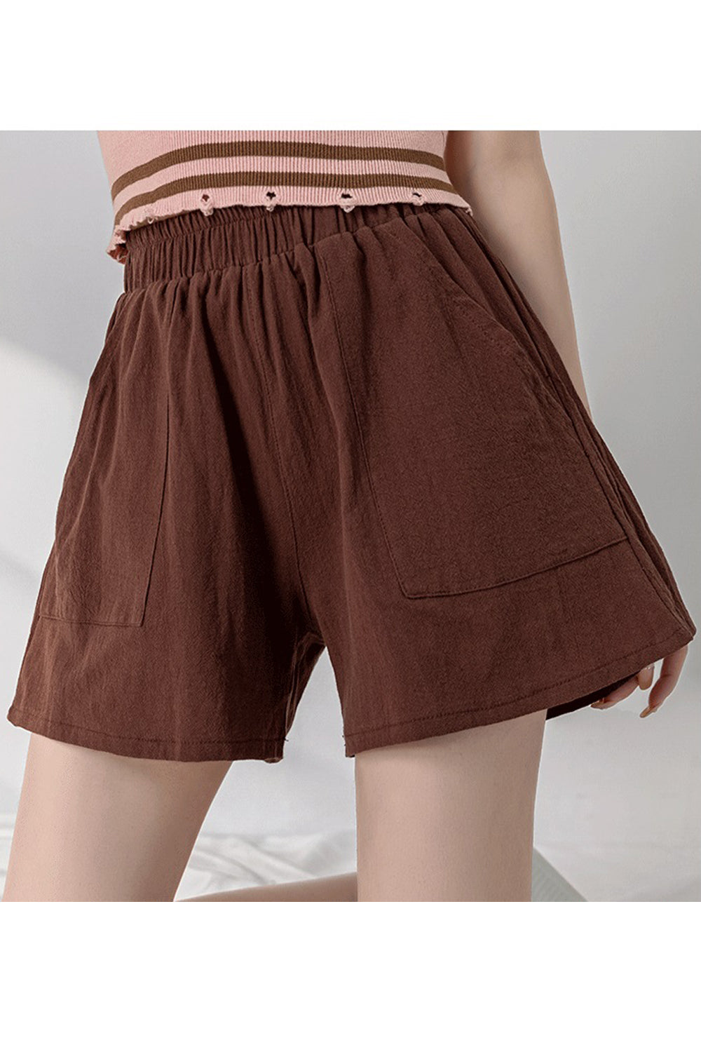 Women Fantastic Solid Colored Pockets Styled Restful Wide-Leg Summer Casual Short