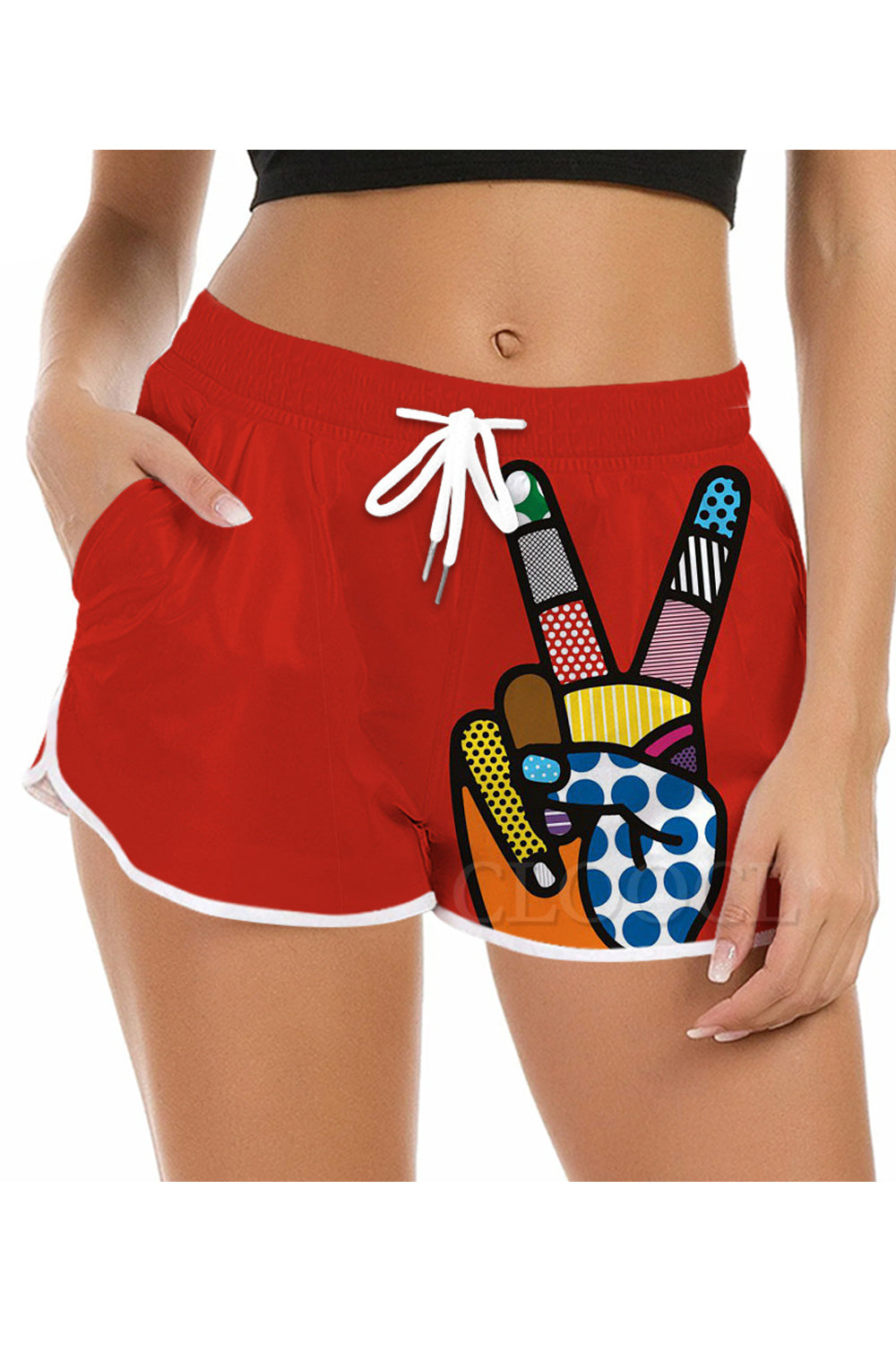 Women Beautiful Printed Pattern Restful Drawstring Middle Waist Summer Convinient Beach Short