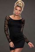 Women Fashion Round Neck Long Sleeve Short Bodycon Dress