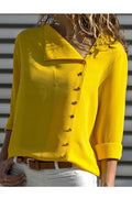 Women Stylish Asymmetric Neck Side Button Shirt