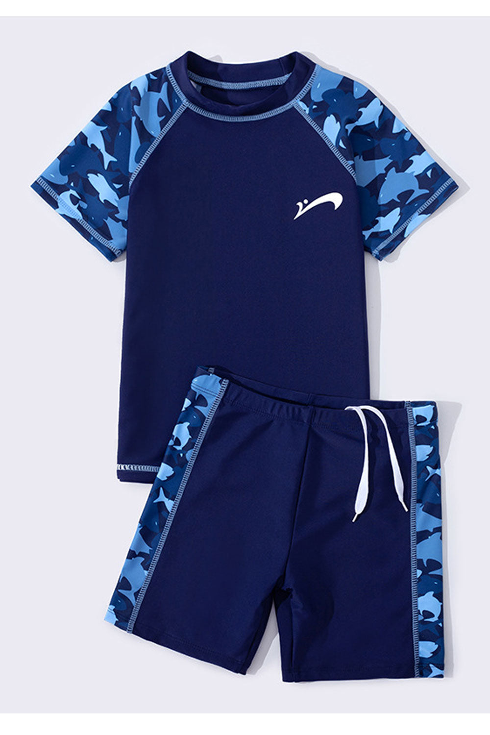 Kids Boys Summer Relaxed Fit Easy Round Neck Stylish Printed Pattern Zipper Closure Beach Swimwear