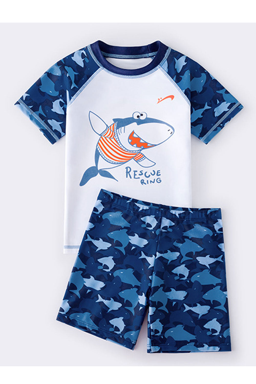 Kids Boys Fabulous Cartoon Pattern Summer Two-Piece Round Neck Comfy Summer Beach Swimwear