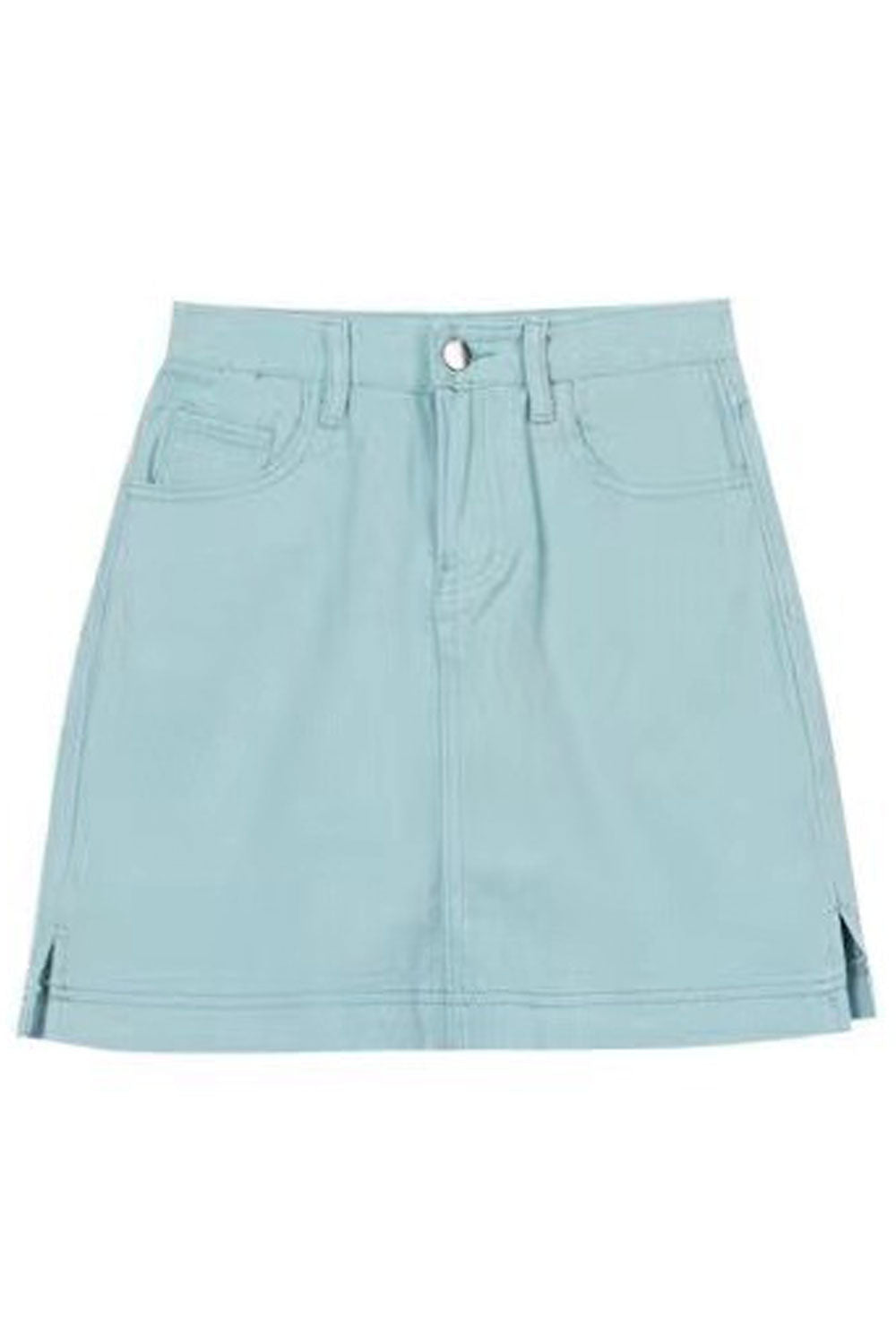 Women Stylish Denim Easy Button Closure High Waist Pockets Styled Comfy Short Skirt