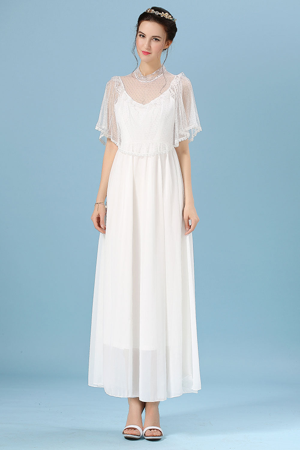 Women's Fairy Brides Long Thin Dress White