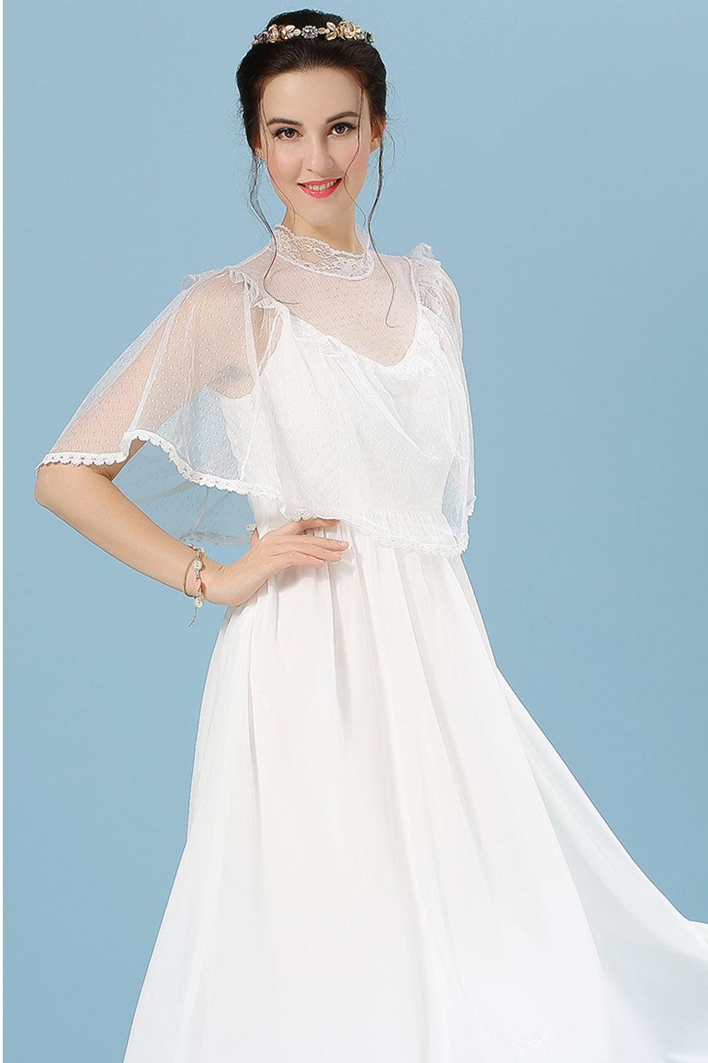 Women's Fairy Brides Long Thin Dress White
