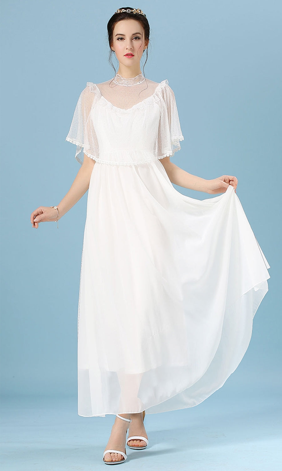 Women's Fairy Brides Long Thin Dress White