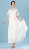 Women's Fairy Brides Long Thin Dress White