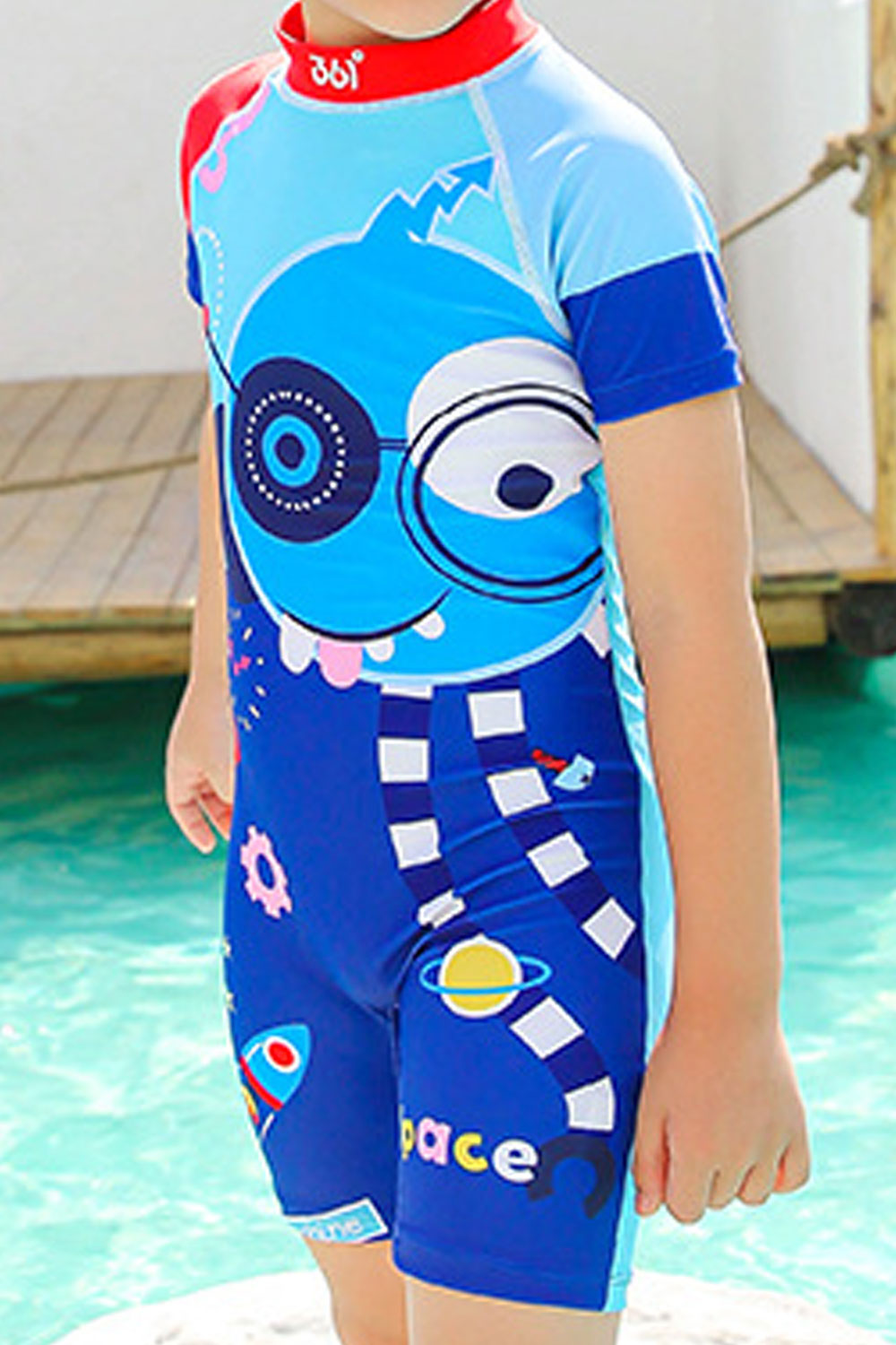 Kids Boys Soft & Comfortable Round Neck Superb Short Sleeve Elegent Printed Pattern Pool Swimwear