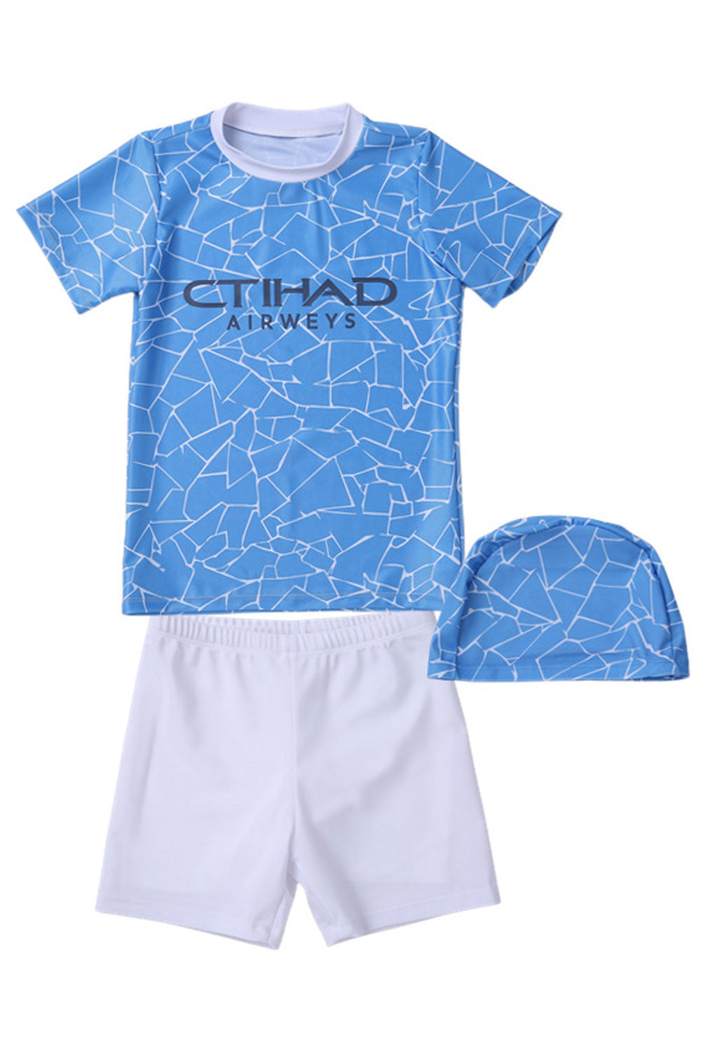 Kids Boys Magnificent Printed Pattern Elasticated Mid-Waist Two-Piece Easy Round Neck Pool Swimwear