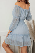 Women Stylish Off Shoulder Long Sleeve Delightful Solid Colored Above Knee Slim Waist Party Dress