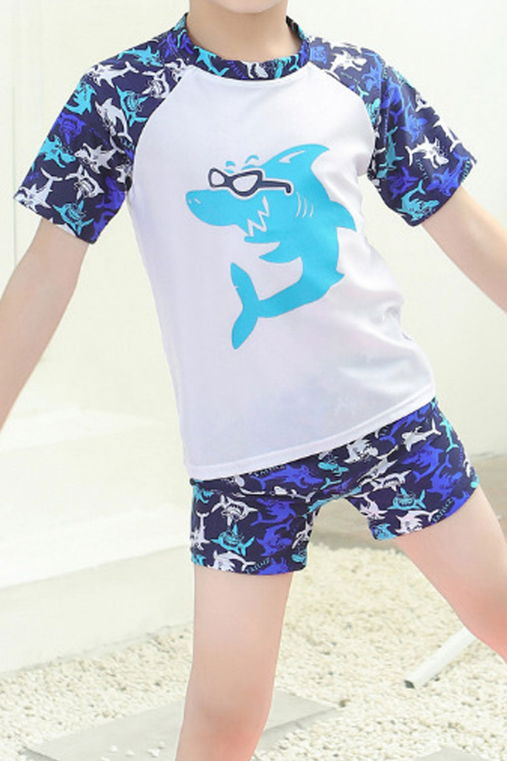 Kids Boys Relaxed Fit & Reliable Superb Cartoon Pattern Round Neck Summer Three-Piece Pool Swimwear