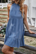 Women Tremendous Solid Colored Relaxed Fit Round Neck Above Knee Summer Sleeveless Weekend Dress