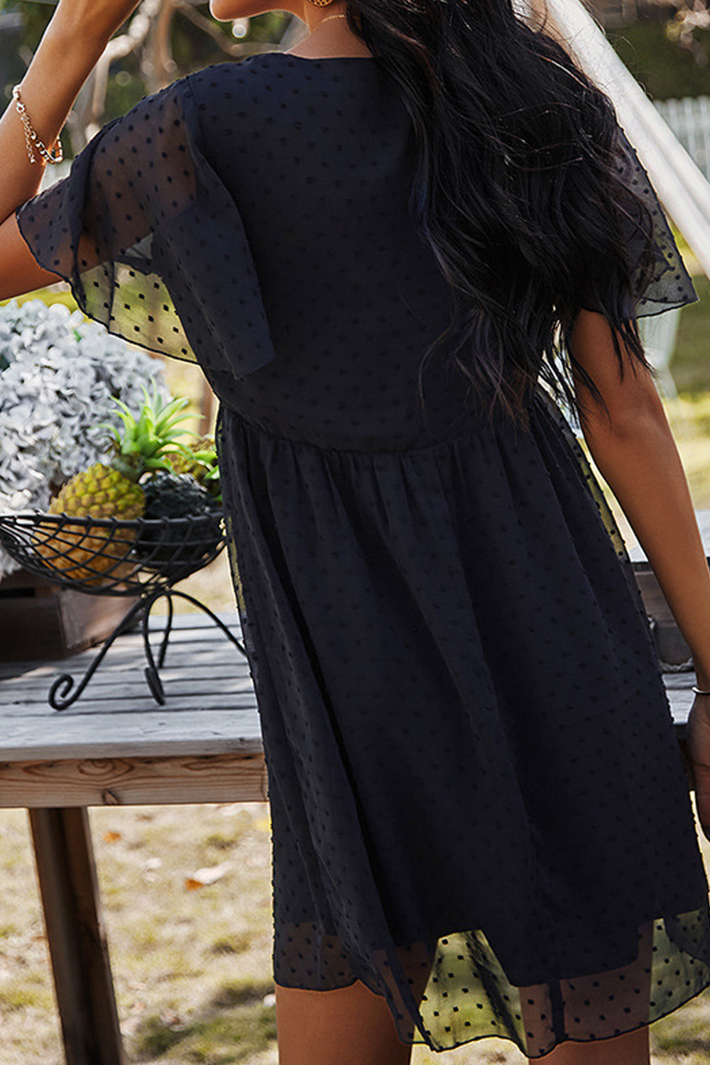 Women Above Knee Lovely Solid Colored Deep V-Neck Thin Short Sleeve Summer Restful Weekend Dress
