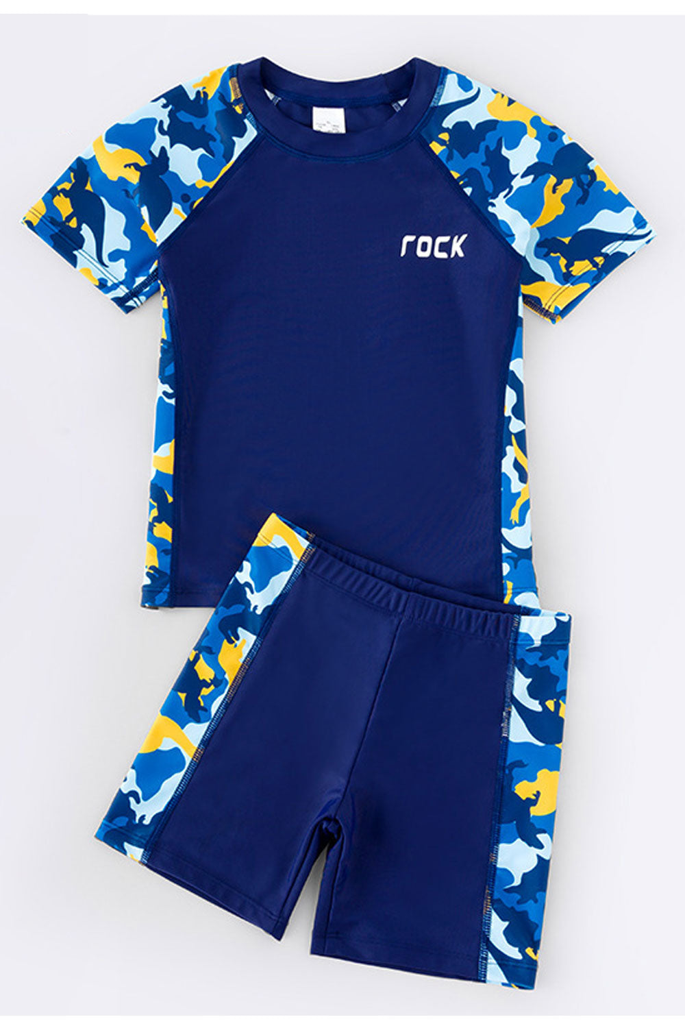Kids Boys Alluring Camouflage Pattern Easy Round Neck & Short Sleeve Summer Two-Piece Pool Swimwear