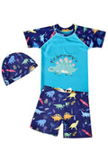 Kids Boys Superb Convinient Elasticated Mid-Waist Awesome Cartoon Pattern Three-Piece Pool Swimwear
