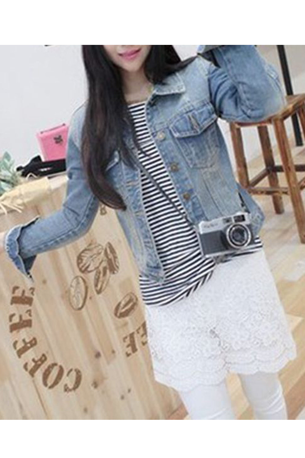 Women Button Down Convenient Modern Long Sleeve Fascinating Pocket Styling Denim Jacket