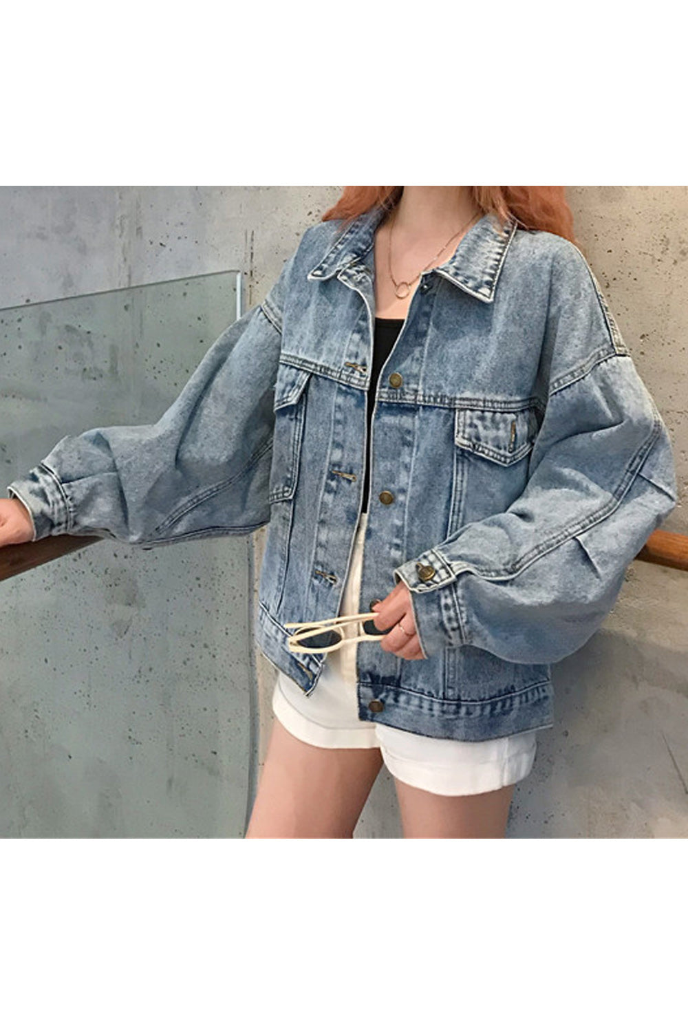 Women Collar Neck Puff Long Sleeve Superb Relaxing Modern Denim Jacket