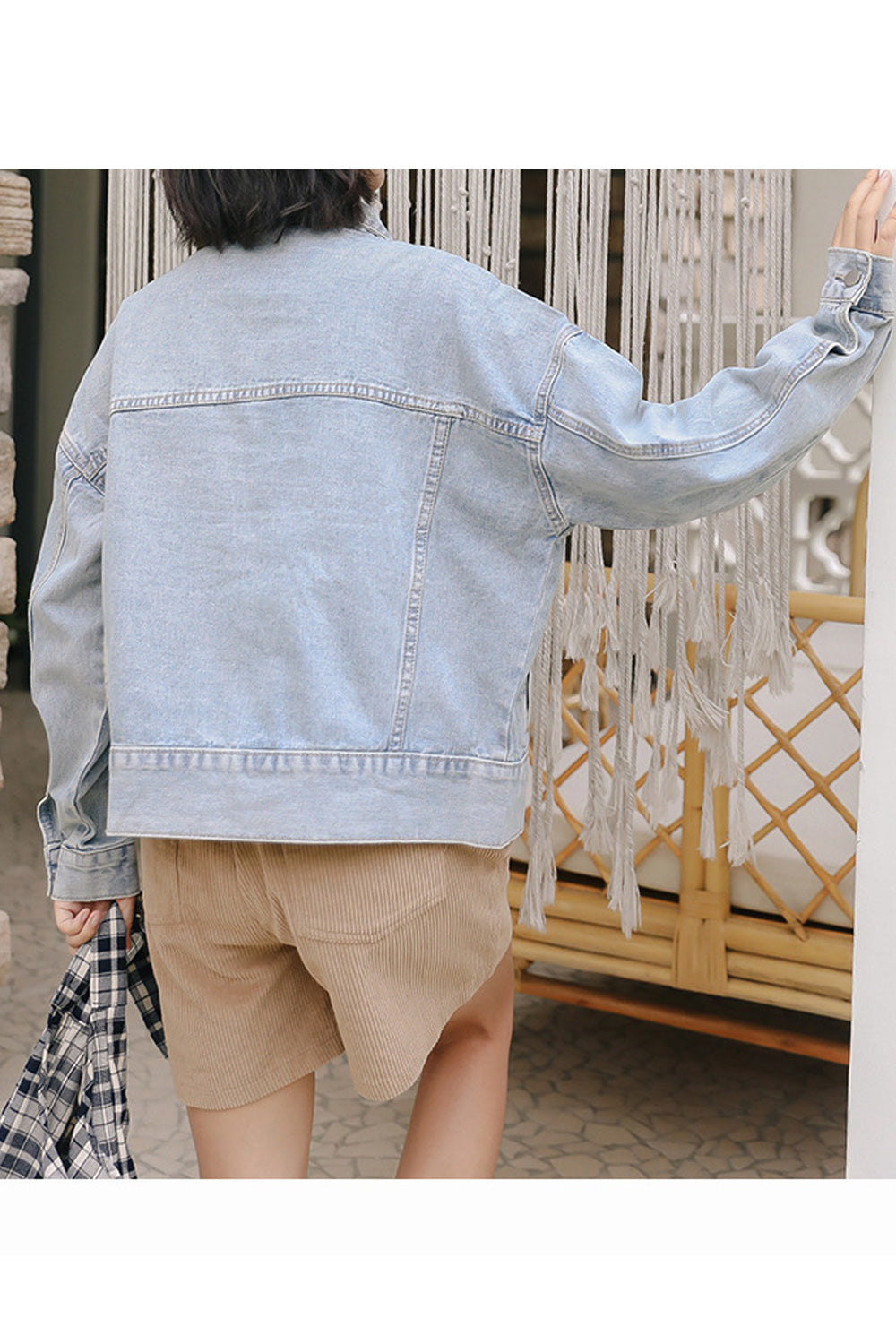 Women Lovely Collar Neck Long Sleeve Superb Denim Jacket